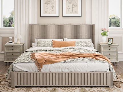 Platform Bed Frame With Headboard, Floor Standing Design