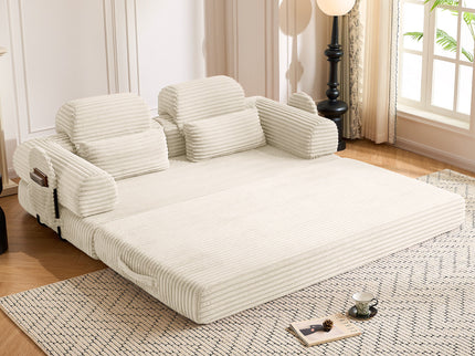 Convertible Sleeper Sofa With & Side Storage Pocket, Foldable Upholstered Couch For Living Room