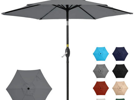Umbrella With Crank Lift & Tilt, UV-Resistant Canopy For Patio