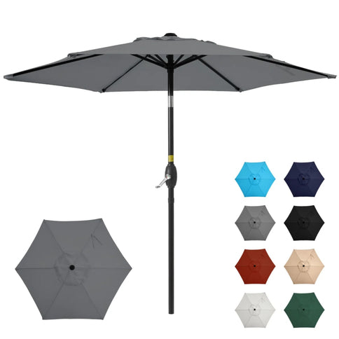 Umbrella With Crank Lift & Tilt, UV-Resistant Canopy For Patio