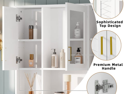 Modern Wall Mounted Medicine Cabinet With Adjustable Shelves, Soft Close Doors, High Define Mirror