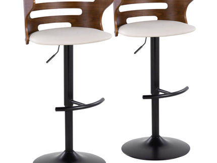 Cosi - Mid Century Modern Adjustable Barstool With Swivel With Rounded T Footrest (Set of 2)