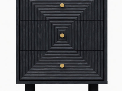 3 Drawer Nightstand - Black - Wood