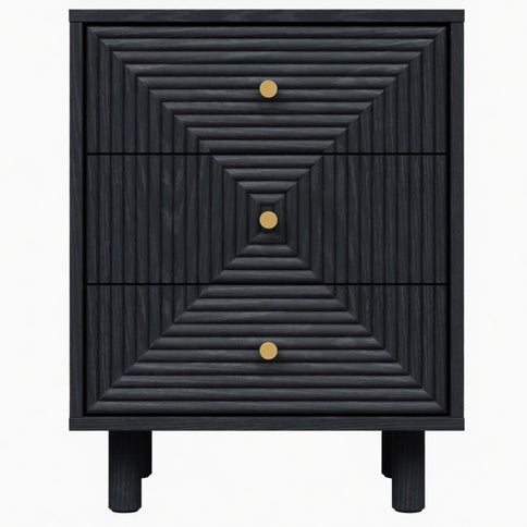 3 Drawer Nightstand - Black - Wood