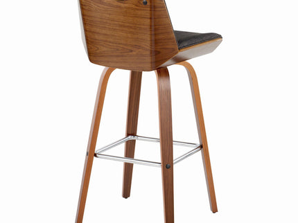 Corazza - Mid Century Modern Fixed Height Barstool With Swivel With Square Footrest (Set of 2)