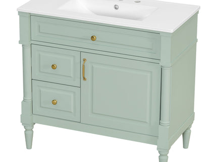 Freestanding Bathroom Vanity With Sink, Adjustable Shelf, Flip Drawer