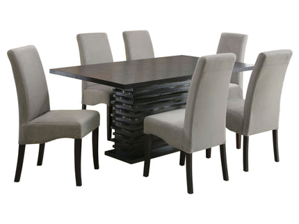Wendell - 7 Piece Dining Set With Pedestal Table And Chairs - Gray