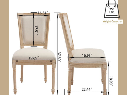 Dining Chairs Upholstered With T - Shaped Back (Set of 2) - Beige