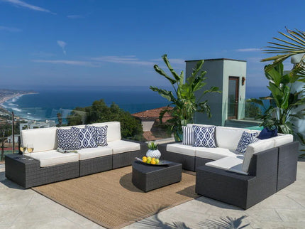 Santa Cruz - Outdoor 8 Piece Sectional Set - Dark Brown