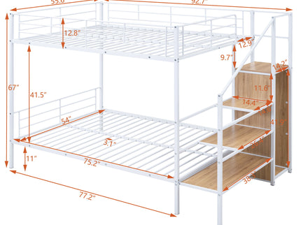 Bunk Bed With Lateral Storage Ladder And Wardrobe