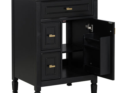 Bathroom Vanity With Sink, Flip Drawer, 2 Drawers, Adjustable Shelf