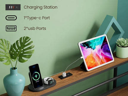 Platform Bed Frame With Charging Station & Headboard Shelves