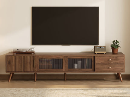Doors TV Stand For TVs Up To 85", Entertainment Center With Storage Cabinets, TV Media Console Table For Living Room - Natural