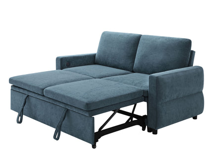 Convertible Sofa Bed Loveseat With Adjustable Backrest And USB Ports