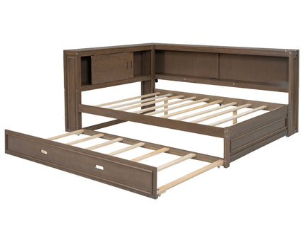 Daybed With Storage Shelves, LED, USB, And Trundle