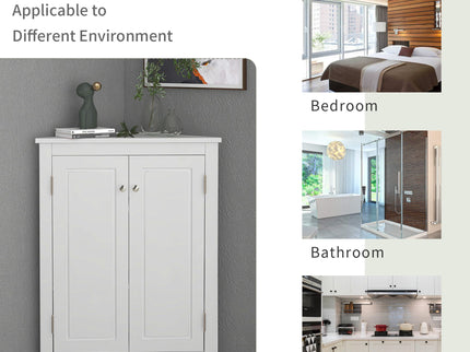Triangle Bathroom Storage Cabinet With Adjustable Shelves, Freestanding Floor Cabinet For Home Kitchen