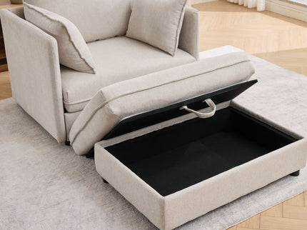 Oversized Deep Seat Accent Chair With Matching Storage Ottoman & Throw Pillows