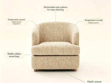 Arm Lounge Chair With Removable Seat Cushion - Light Brown