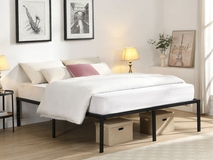 Heavy Duty Queen Size Bed Frame With Quiet Support - Black