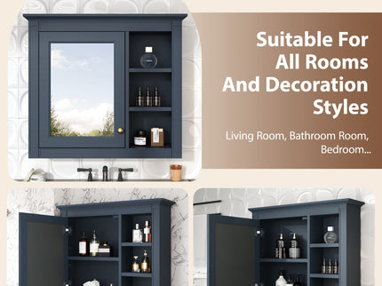 Wall Mounted Medicine Cabinet With Mirror And 3 Open Shelves