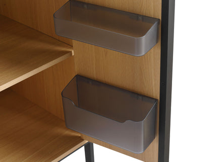 58" Freestanding Bathroom Cabinet With 4 Soft Close Doors & 3 Open Racks (Vanity Only, No Sink) - Oak