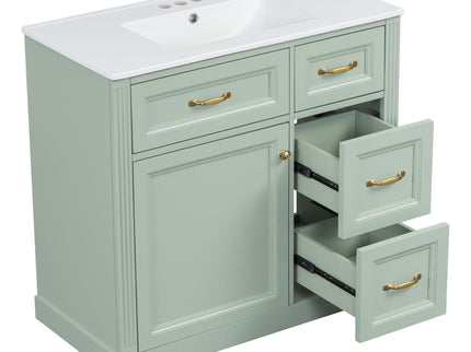 Modern Bathroom Vanity With Sink, 4 Drawers, Soft-Close Door, Adjustable Shelf