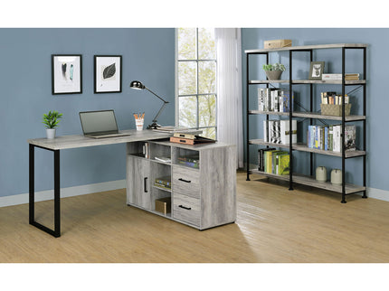 Corrado - L-Shape Office Desk With Storage - Gray