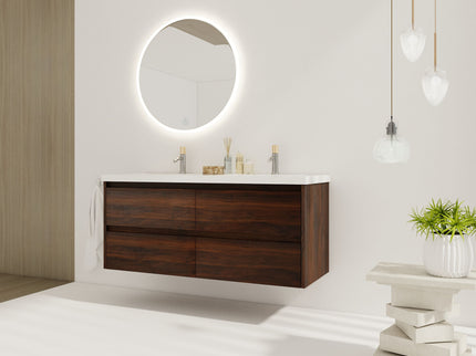 Modern Floating Bathroom Vanity With Dual Resin Sink, Soft Close Drawers