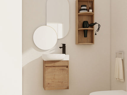 Wall Mounted Bathroom Vanity With Sink And Storage Rack, Soft Close Doors