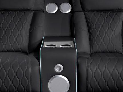 Electra - Power Recliner Sectional Sofa With Power Headrests, Console Loveseats, Wedge, LED Light Strip, Speakers