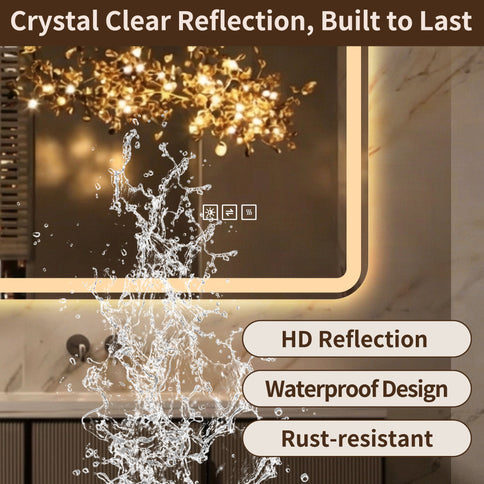 24" X 32" Rectangular Front Lighted And Backlit LED Bathroom Mirror With Anti Fog - Clear