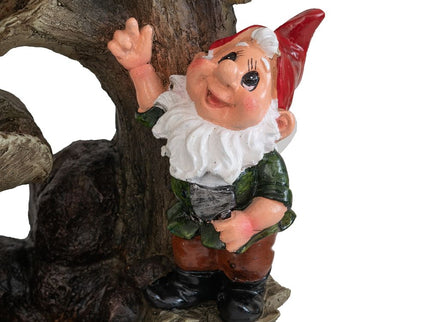 Decorative Woodland Gnome Water Fountain With LED Light - Brown