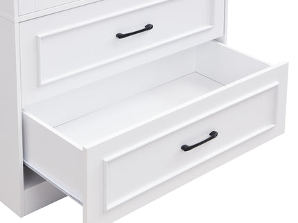 Arched Top Storage Cabinet With Fixed 2 Tier Shelves, 2 Large Drawers