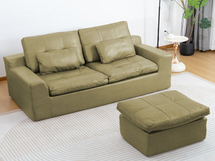 L - Shaped Modular 2 Seater Sofa With Movable Ottoman And High Density Sponge Cushions For Living Room