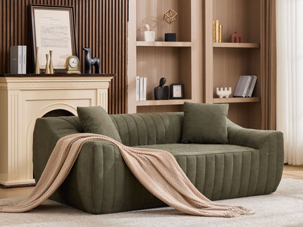 Oversized 2 Seater Loveseat With 2 Decor Throw Pillows, Deep Seat Sofa For Living Rooms