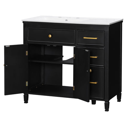 Bathroom Vanity With Sink Top, 3 Soft Closing Drawers
