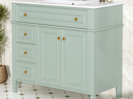 Bathroom Vanity With Sink, 3 Drawers & 2 Doors