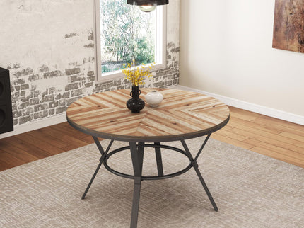 Modern Style Indoor Dining Round Table With Metal Legs - Light Birch