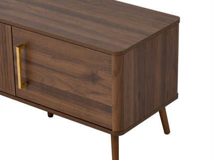 TV Stand For TVs Up To 85" With Fluted Door, Cable Management, Soft-Closing Hinges - Walnut
