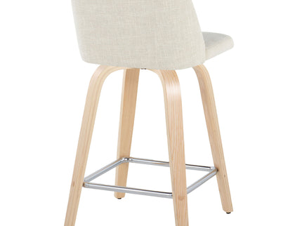 Toriano - Contemporary Fixed Height Counter Stool Swivel With Square Footrest (Set of 2)