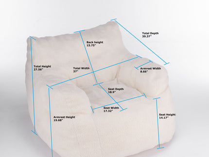 Soft Teddy Fabric Tufted Foam Bean Bag Chair With Teddy Fabric