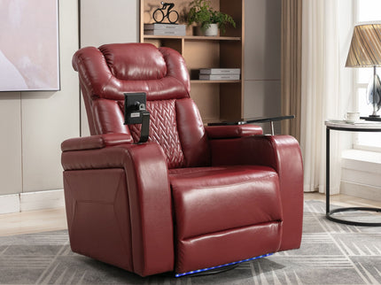 270 Degree Swivel Power Recliner With Tray Table, Phone Holder, Cup Holder, USB Port