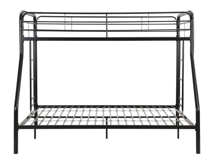 Modern Twin Over Full Metal Bunk Bed With Trundle And Dual Side Ladder And Metal Design - Black / Brown