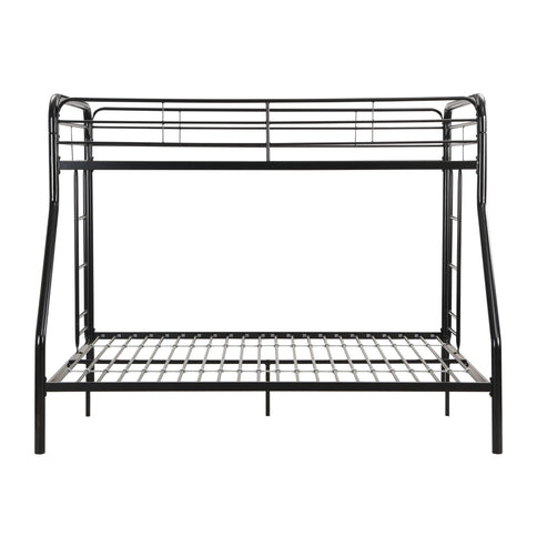 Modern Twin Over Full Metal Bunk Bed With Trundle And Dual Side Ladder And Metal Design - Black / Brown