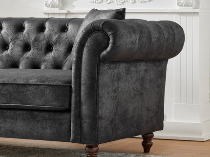 Chesterfield 3 And 3 Seater Sofa Set High Tech Fabric Roll Armrest Upholstered Couch