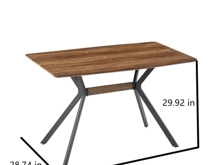 Modern Minimalist Style Dining Table MDF Wooden Top Metal Shelf Metal Heat Transfer Legs Leveling Feet For Dining Room Kitchen Office Table - Walnut / Black