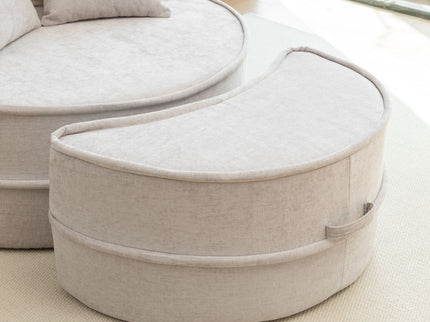 Modern Oversized Round Barrel Accent Chair With Ottoman