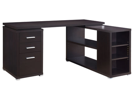 Tona - L-Shape Computer Desk With 3 Drawers And 5 Shelves