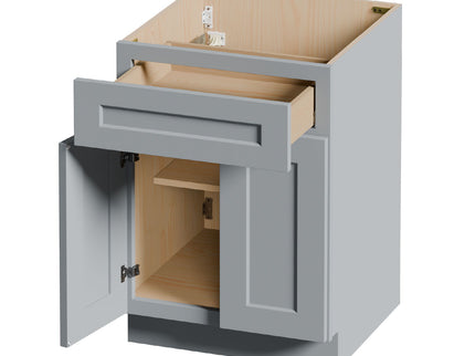 Shaker Base Cabinet With Soft Close Door And Drawer, Space Saving Unit - Gray