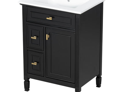 Modern Bathroom Vanity With Sink, Flip Drawer, 2 Drawers, Adjustable Shelf